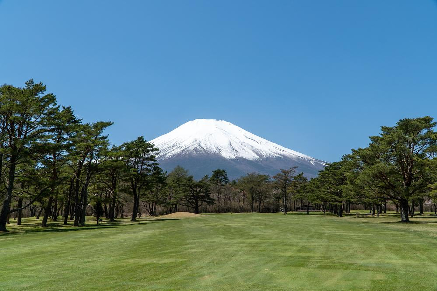 富士山を望む富士ゴルフコースのフェアウェイ